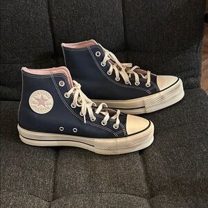 Converse Blue and White High-Top Sneakers